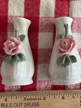 Porcelain Salt & Pepper Shakers with Roses